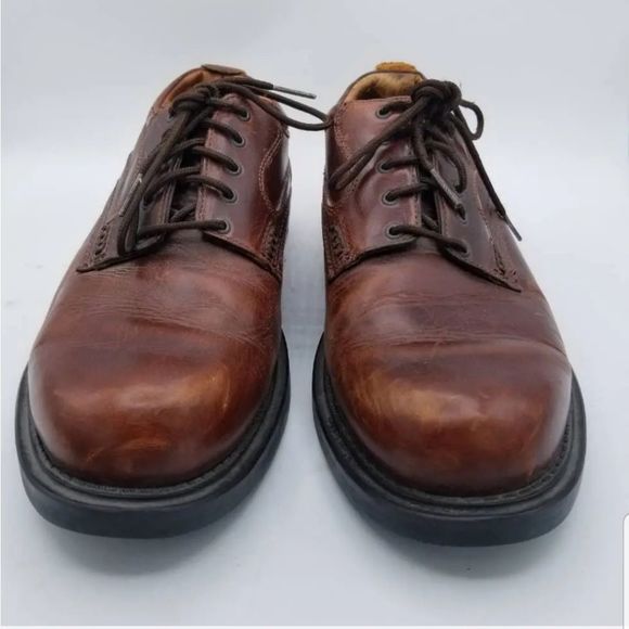 Dunham Mens Derby Shoes Brown Leather Lace Up Stitching Round Toe 10.5D main image 4